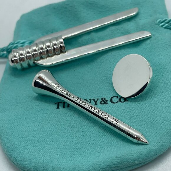 Tiffany & Co Paloma Picasso Golf Divot Tool Ball Marker Tee Set Sterling - Picture 9 of 11